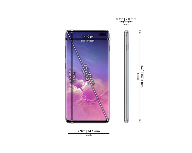Samsung Galaxy S10 plus dimensions