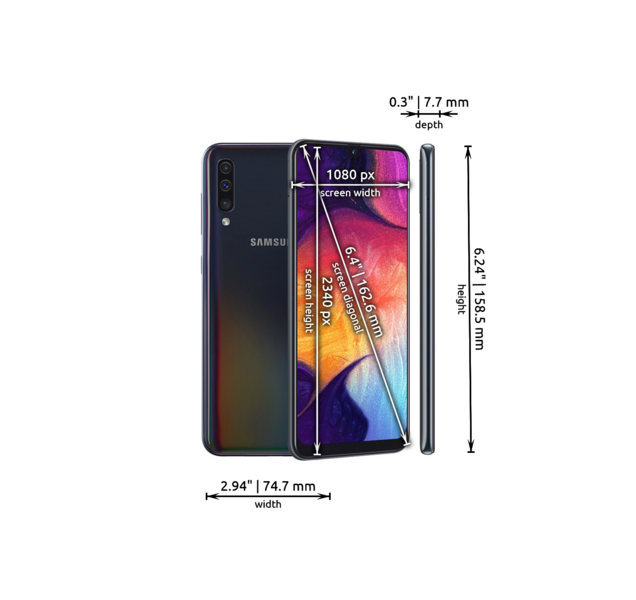 Samsung Galaxy A50 dimensions
