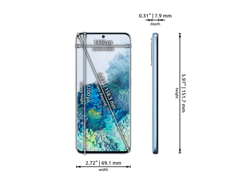 Samsung Galaxy S20 dimensions