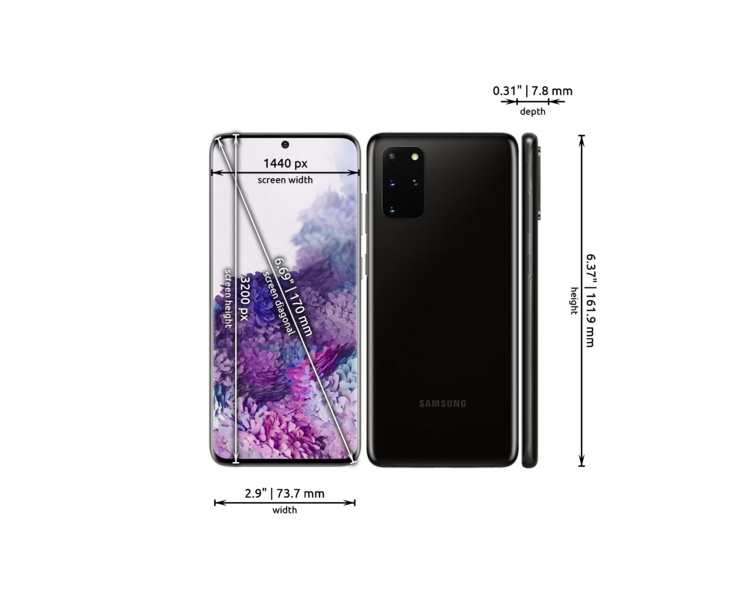 Samsung Galaxy S20 plus dimensions