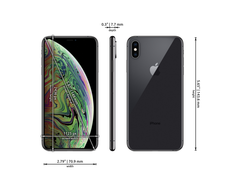 Apple iPhone XS dimensions