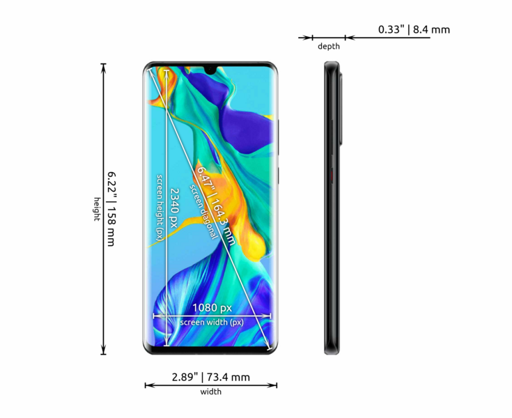 Huawei P30 Pro dimensions