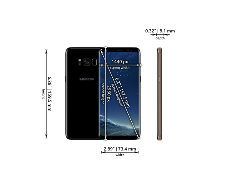 Samsung Galaxy S8 plus dimensions