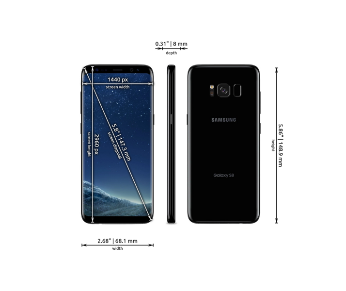 Samsung Galaxy S8 dimensions